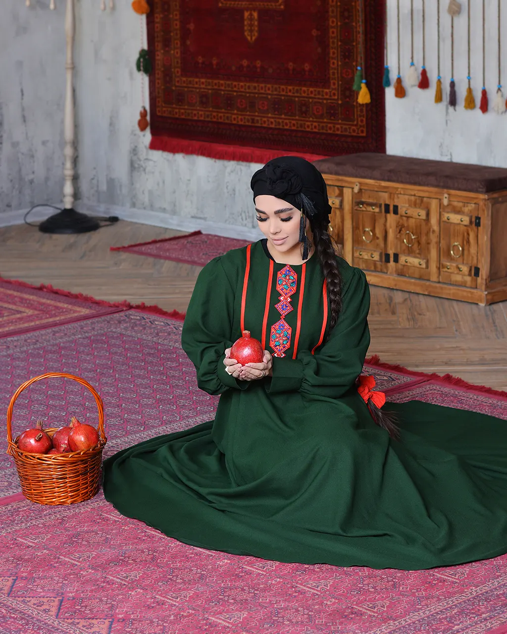 مانتو آمیگل - ماکسی زنانه مدل یلدا رنگ سبز