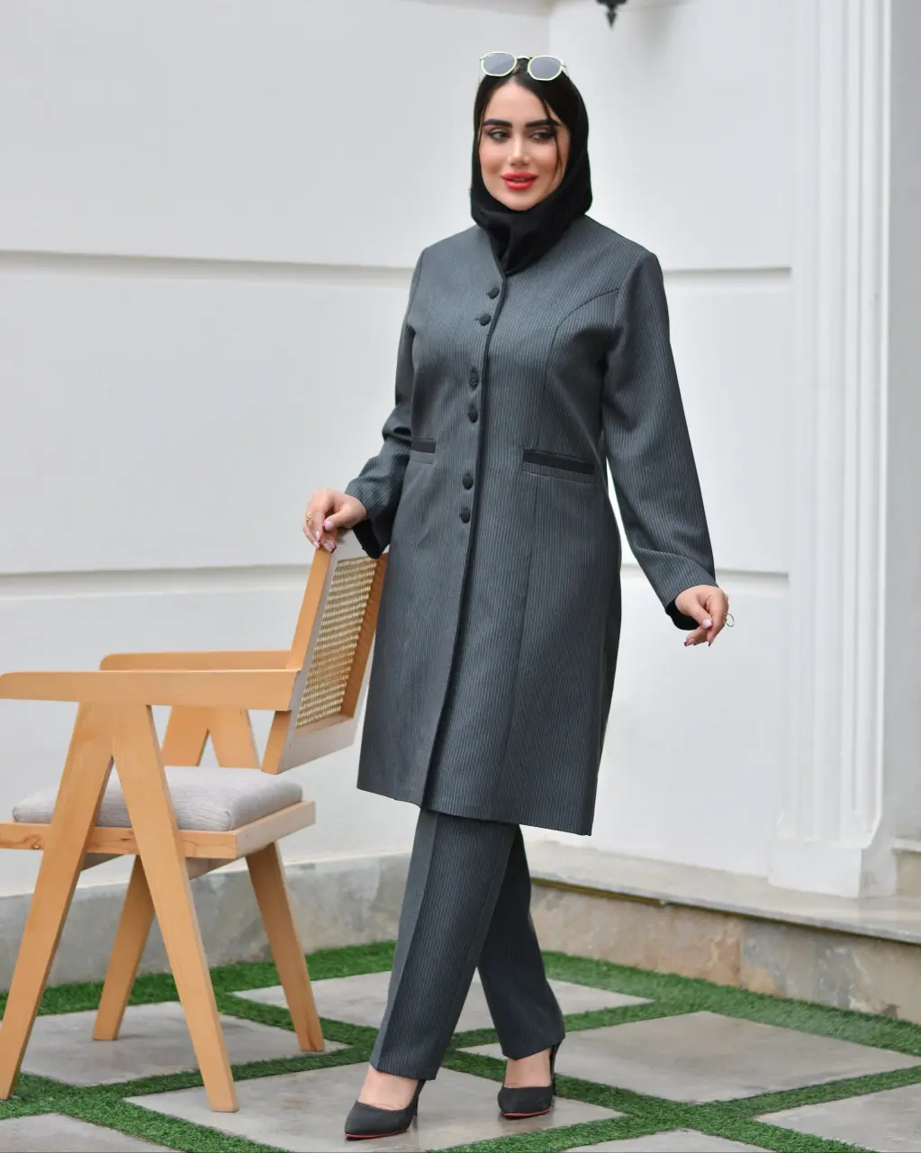 مانتو شلوار اداری مدل دیبا رنگ نوک مدادی