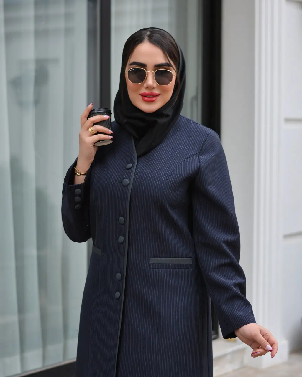 مانتو شلوار اداری مدل دیبا رنگ سرمه ای