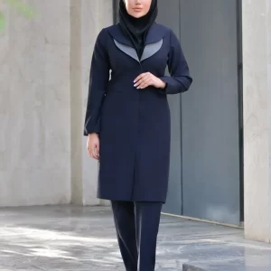 مانتو شلوار اداری مدل تیسا رنگ سرمه ای