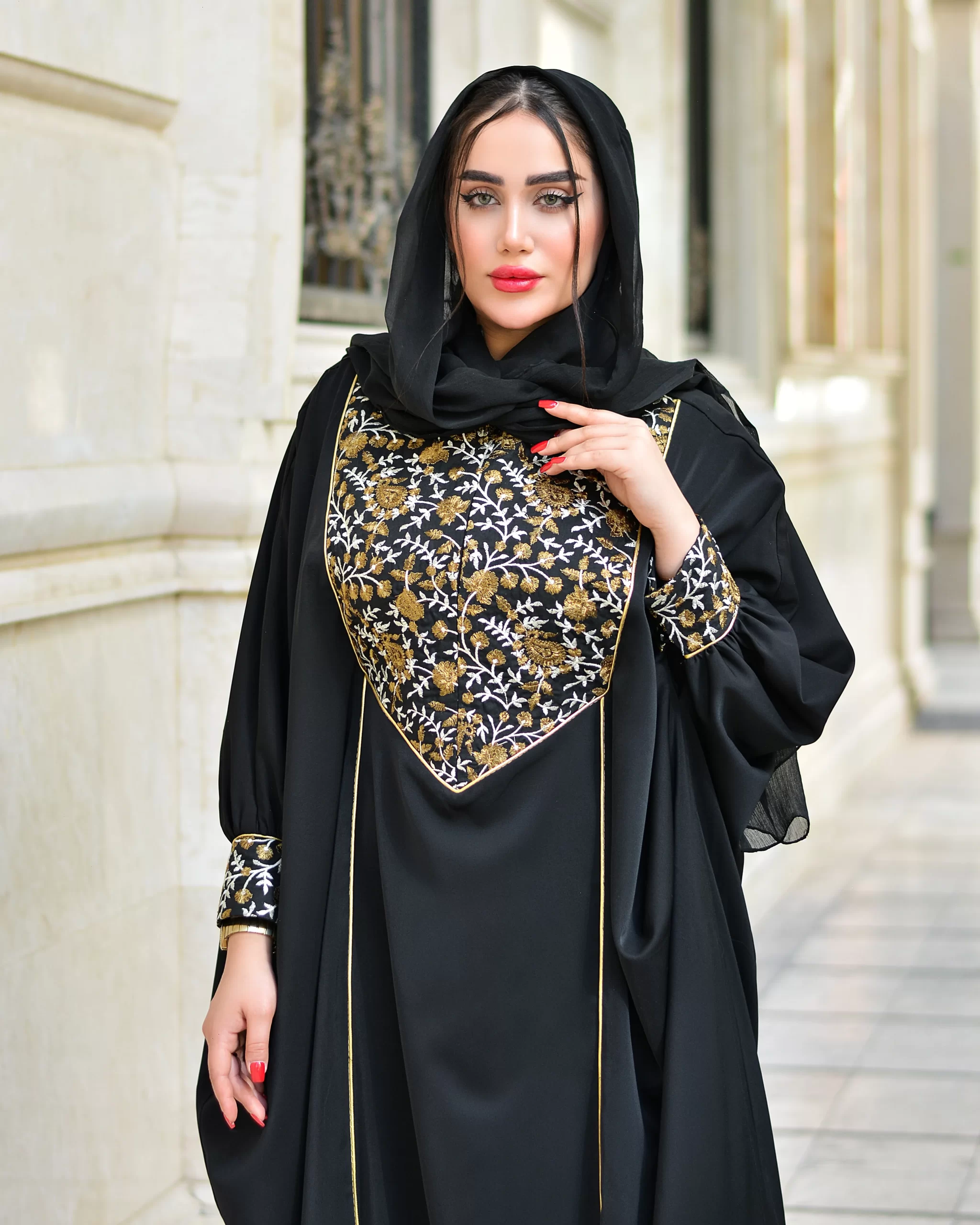 مانتو آمیگل-مانتو عبایی زنانه مدل فارا رنگ مشکی