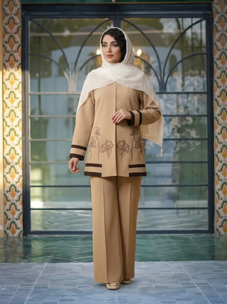 کت شلوار گلدوزی زنانه مدل رویا