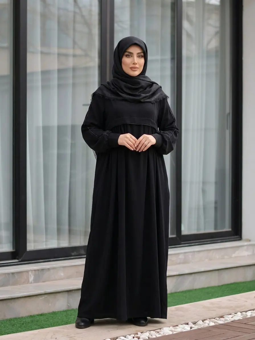 مانتو عبایی اربعینی جیب دار  زنانه مدل نفیسه