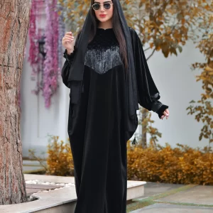 مانتو عبایی مخمل زنانه مدل نیکو